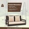 Costway Patio Wicker Porch Swing 2-Person Hanging Loveseat Bench Chair with Cushions Beige/Black